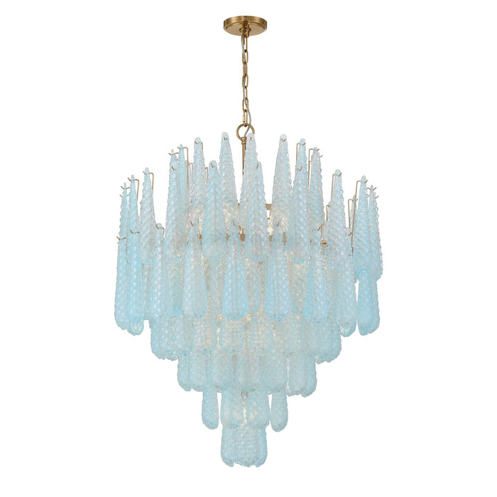 Crystorama OLL-6008-AG-BL 21 Light Chandelier, Aged Brass