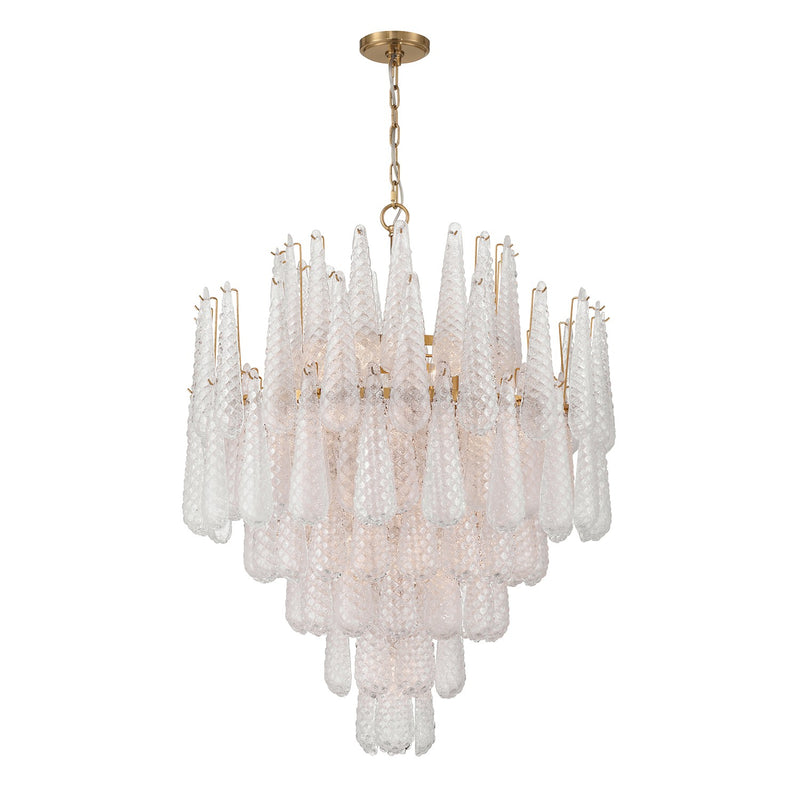 Crystorama OLL-6008-AG-CL 21 Light Chandelier, Aged Brass