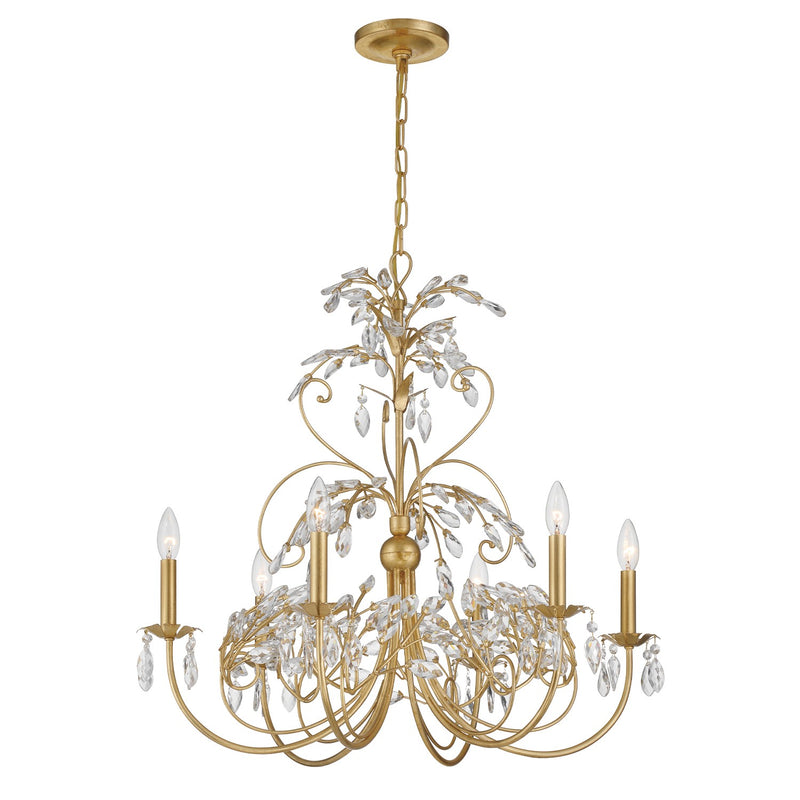 Crystorama SDE-4926-GA Six Light Chandelier, Antique Gold