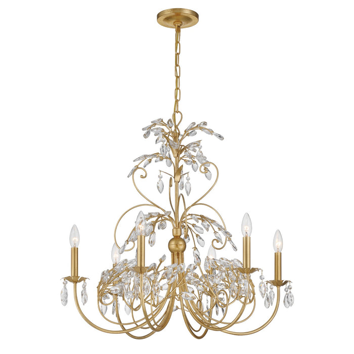Crystorama SDE-4926-GA Six Light Chandelier, Antique Gold