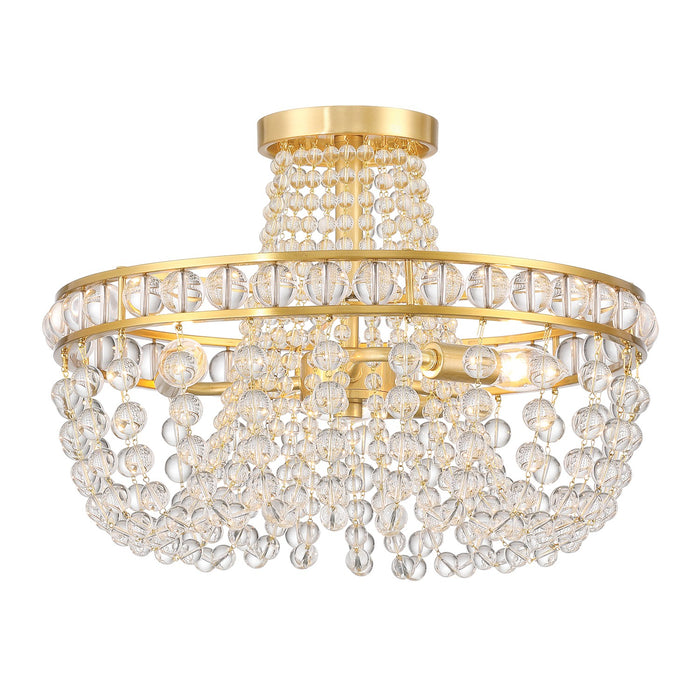 Crystorama SEV-1800-AG Three Light Semi Flush Mount, Aged Brass