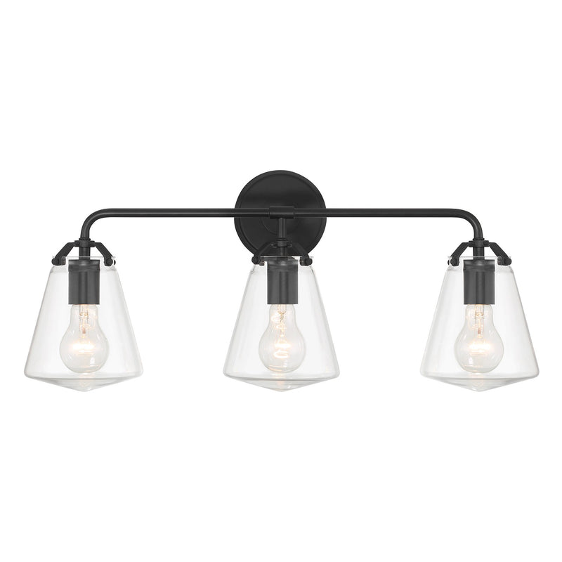Crystorama VSS-7013-MK Three Light Bath, Matte Black