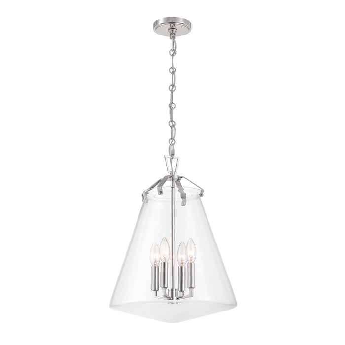 Crystorama VSS-7015-PN Four Light Pendant, Polished Nickel