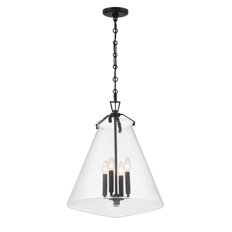 Crystorama VSS-7018-MK Four Light Pendant, Matte Black