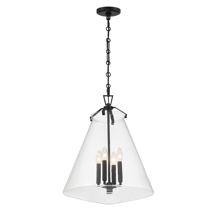 Crystorama VSS-7018-MK Four Light Pendant, Matte Black