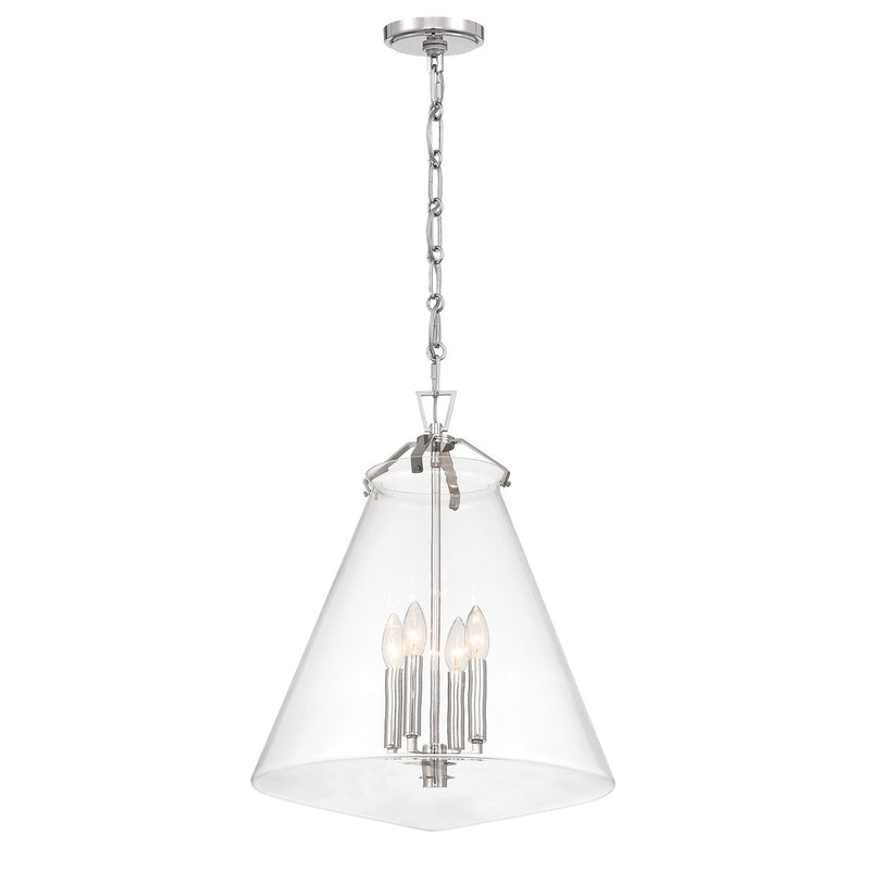 Crystorama VSS-7018-PN Four Light Pendant, Polished Nickel