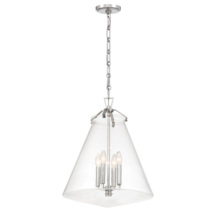 Crystorama VSS-7018-PN Four Light Pendant, Polished Nickel