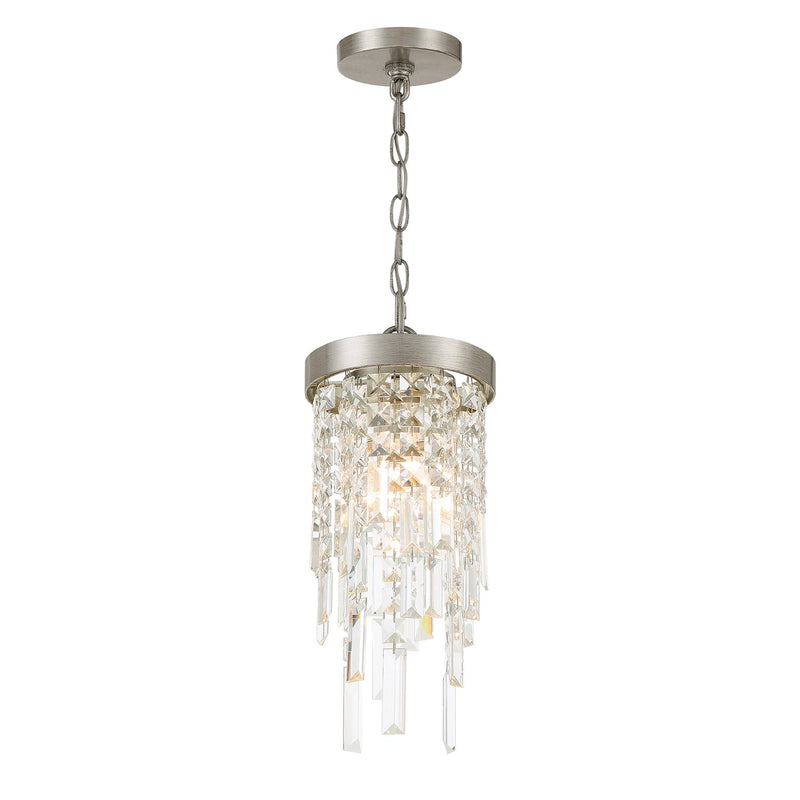 Crystorama WIN-210-SA-CL-MWP One Light Mini Pendant, Antique Silver