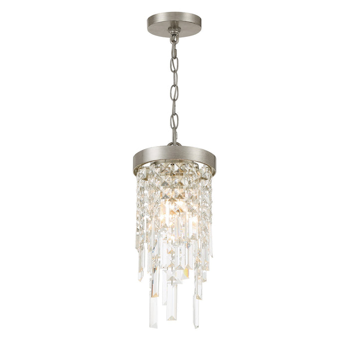 Crystorama WIN-210-SA-CL-MWP One Light Mini Pendant, Antique Silver