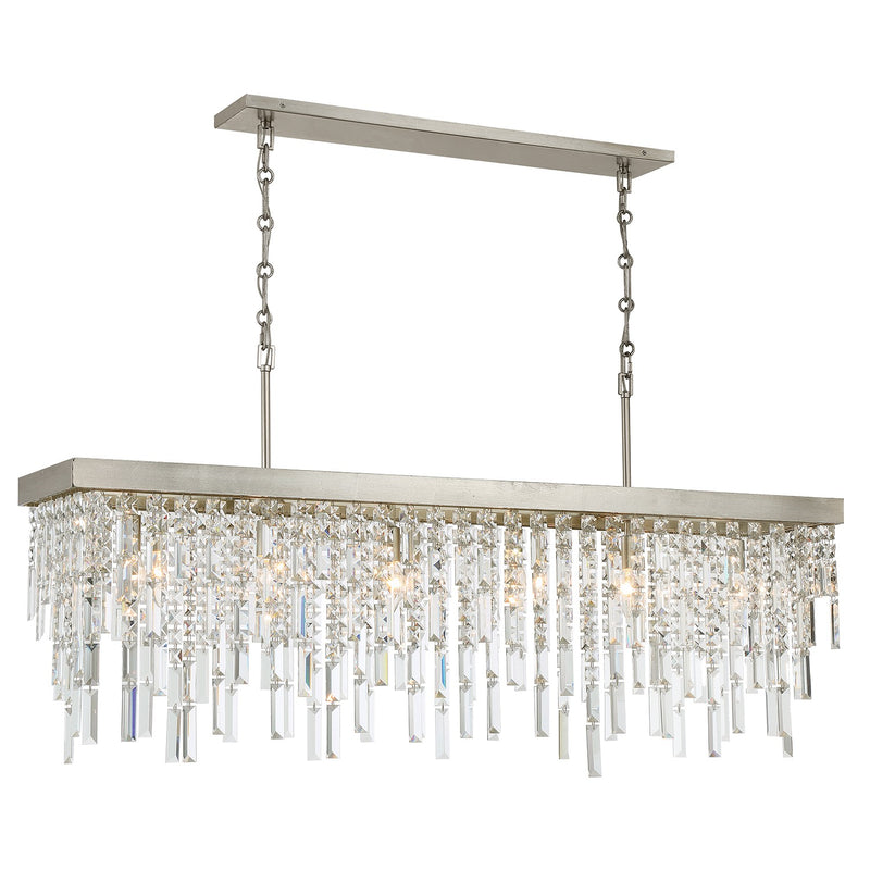 Crystorama WIN-217-SA-CL-MWP Six Light Linear Chandelier, Antique Silver