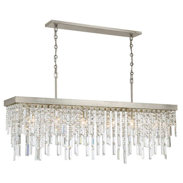 Crystorama WIN-217-SA-CL-MWP Six Light Linear Chandelier, Antique Silver