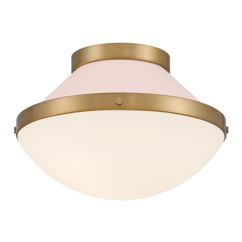 Crystorama XAN-8001-VG-BH One Light Flush Mount, Vibrant Gold + Blush