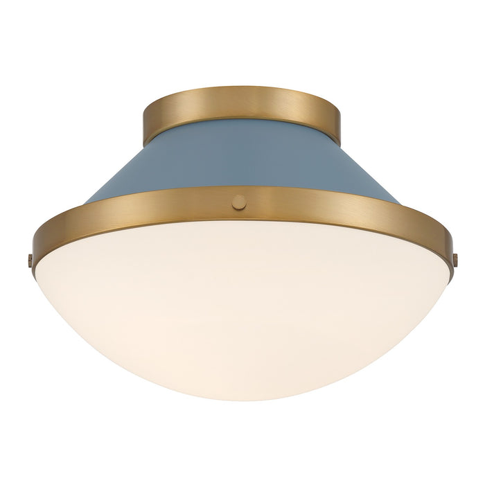 Crystorama XAN-8001-VG-BL One Light Flush Mount, Vibrant Gold + Blue
