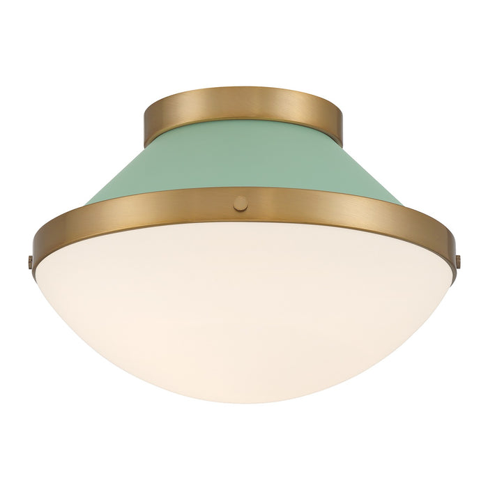 Crystorama XAN-8001-VG-GR One Light Flush Mount, Vibrant Gold + Green