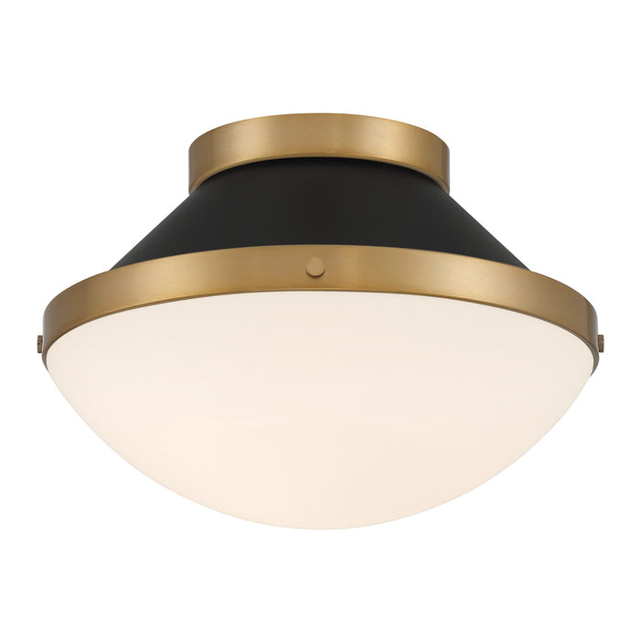 Crystorama XAN-8001-VG-MK One Light Flush Mount, Vibrant Gold + Matte Black