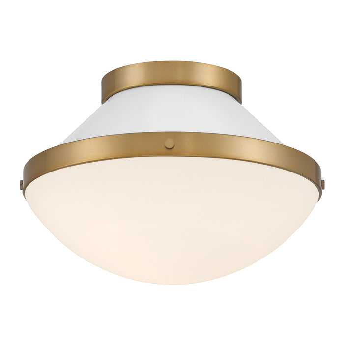 Crystorama XAN-8001-VG-WH One Light Flush Mount, Vibrant Gold + White