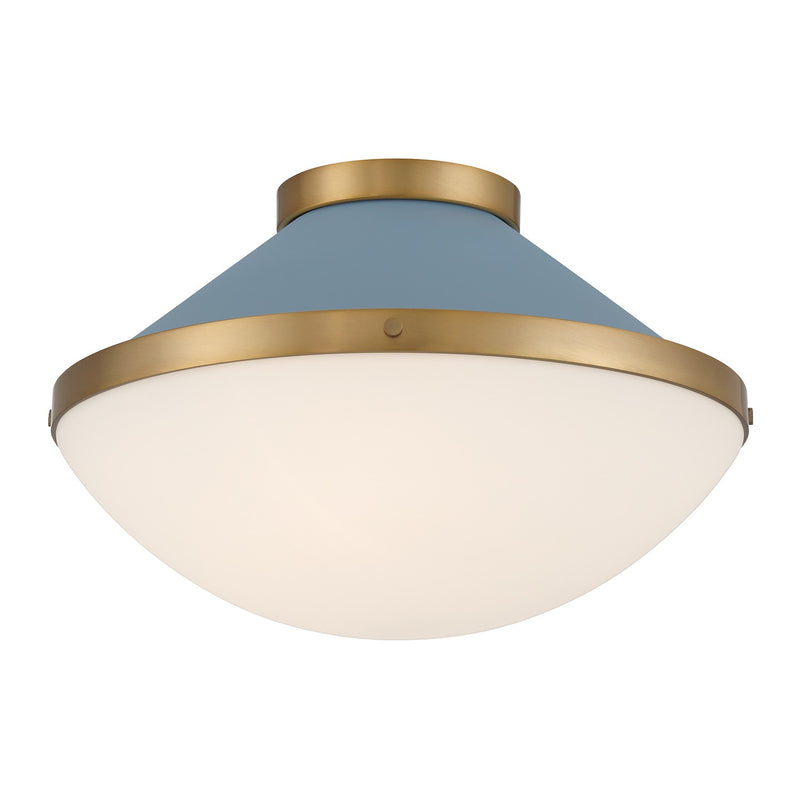 Crystorama XAN-8002-VG-BL Two Light Flush Mount, Vibrant Gold + Blue