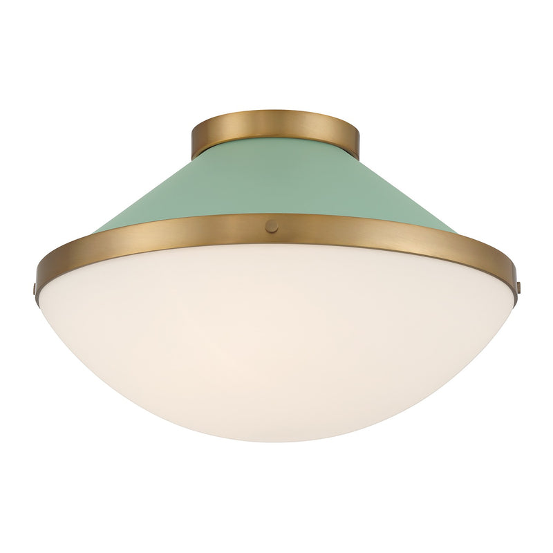 Crystorama XAN-8002-VG-GR Two Light Flush Mount, Vibrant Gold + Green