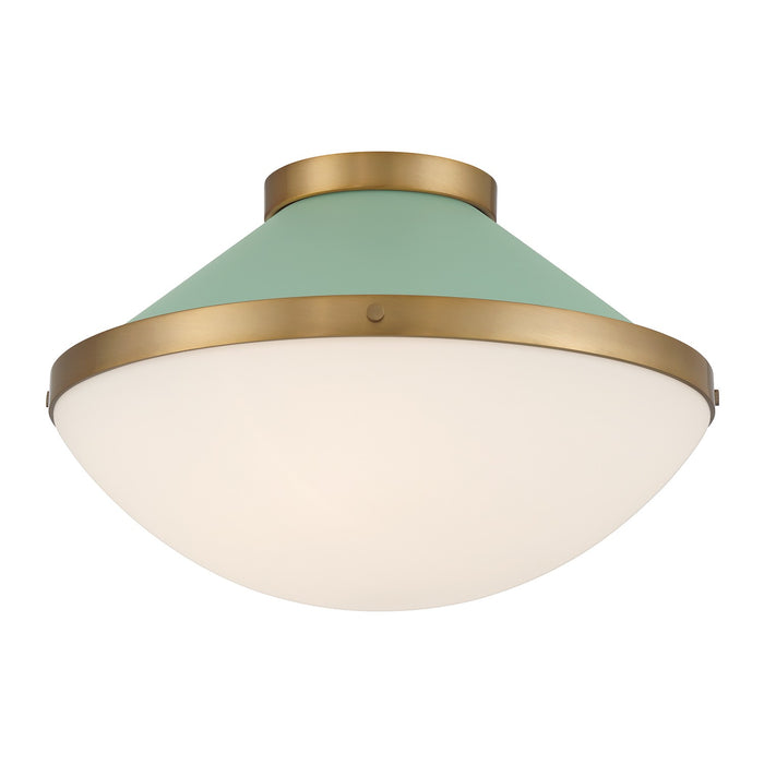 Crystorama XAN-8002-VG-GR Two Light Flush Mount, Vibrant Gold + Green