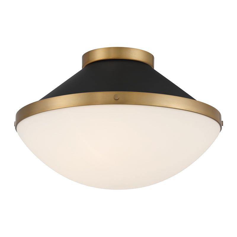 Crystorama XAN-8002-VG-MK Two Light Flush Mount, Vibrant Gold + Matte Black