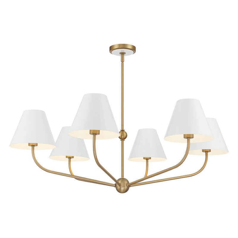 Crystorama XAV-B9316-VG-WH Six Light Chandelier, Vibrant Gold + White