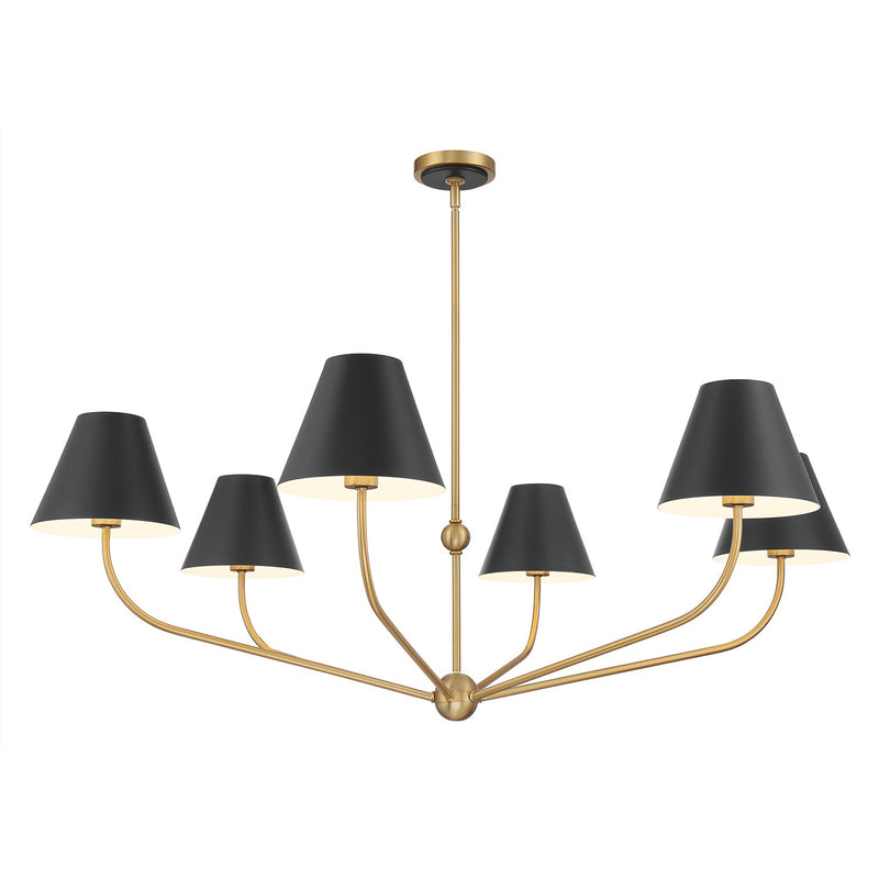 Crystorama XAV-B9319-VG-MK Six Light Chandelier, Vibrant Gold + Matte Black