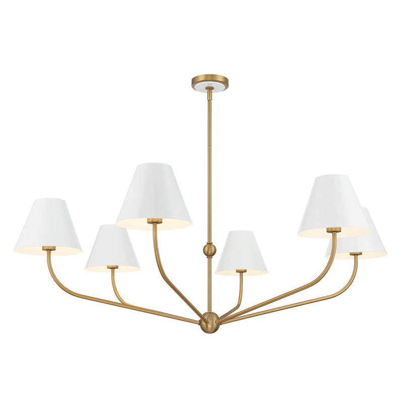 Crystorama XAV-B9319-VG-WH Six Light Chandelier, Vibrant Gold + White
