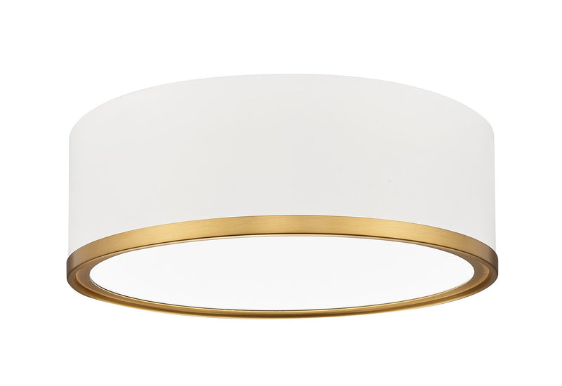 Z-Lite 1018F12-MW-MGLD-LED LED Flush Mount, Matte White + Modern Gold