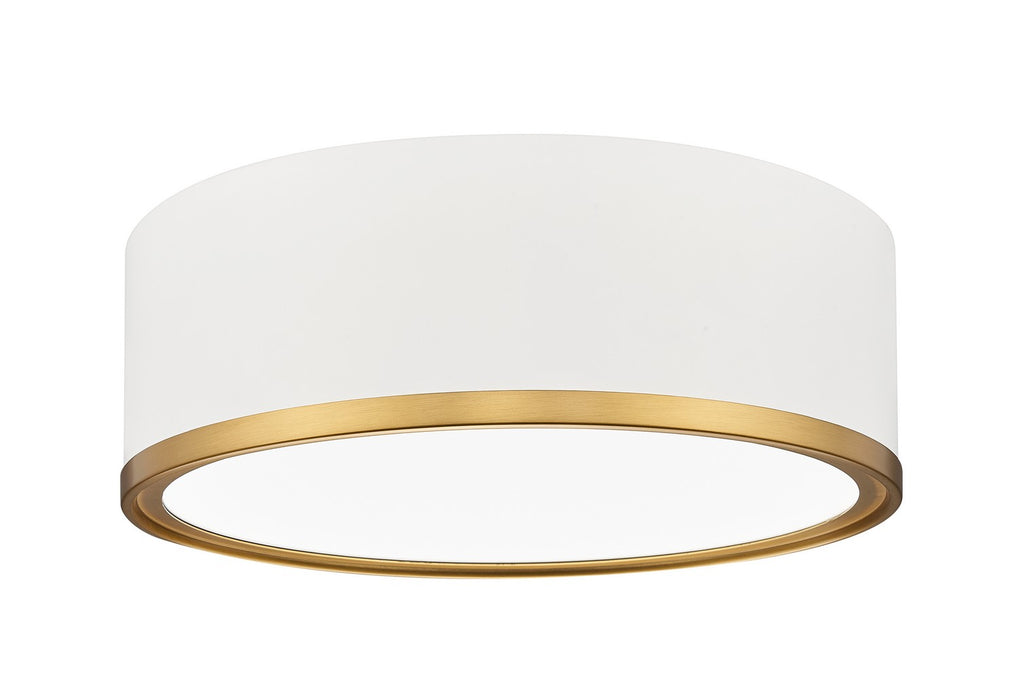 Z-Lite 1018F12-MW-MGLD-LED LED Flush Mount, Matte White + Modern Gold