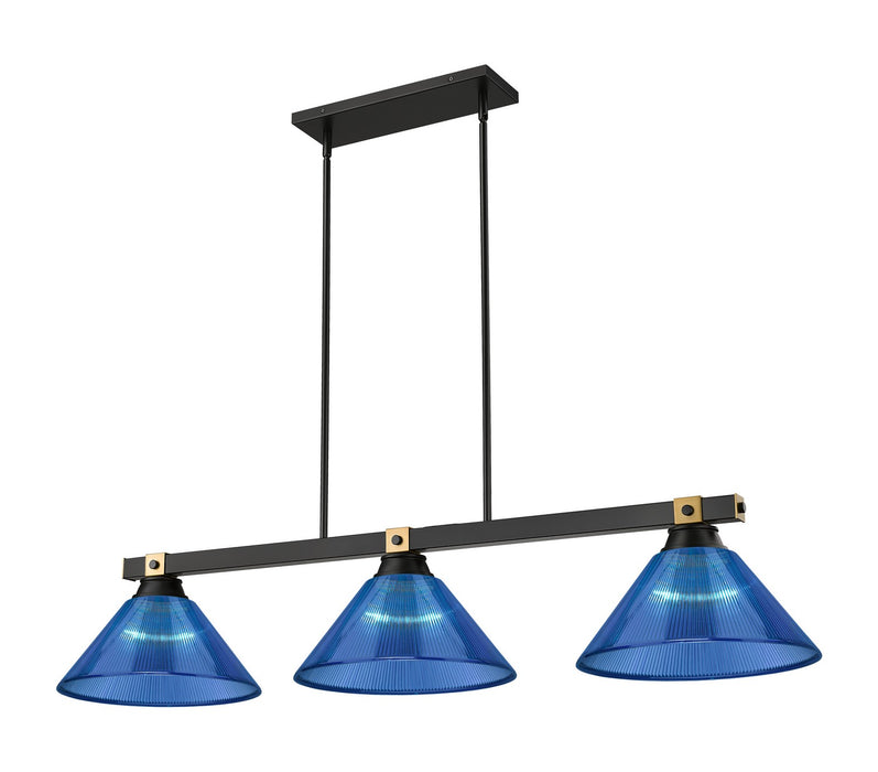 Z-Lite 1955-3MB-RB-ARDB Three Light Billiard, Matte Black + Rubbed Brass