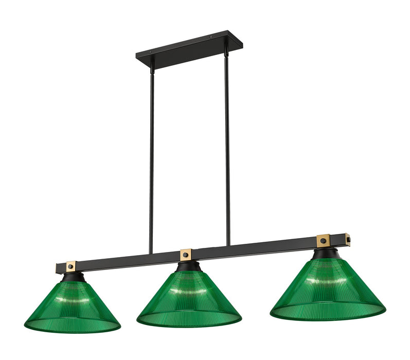 Z-Lite 1955-3MB-RB-ARG Three Light Billiard, Matte Black + Rubbed Brass