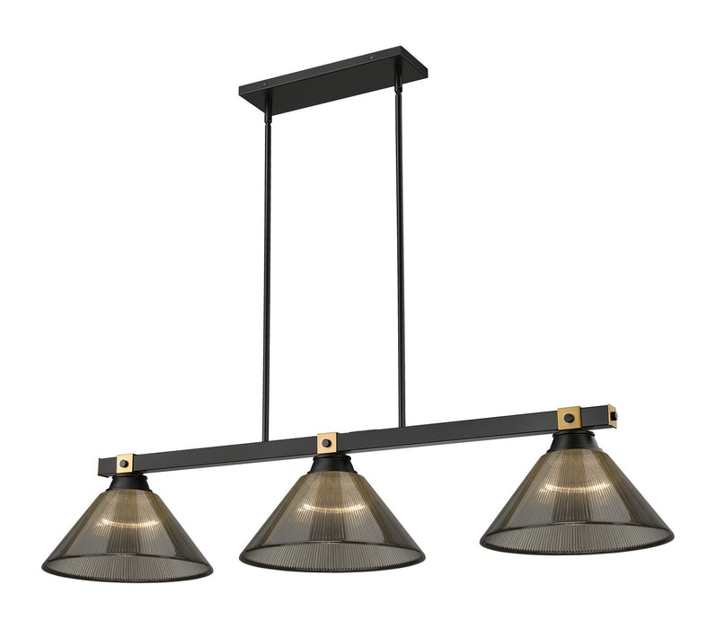Z-Lite 1955-3MB-RB-ARS Three Light Billiard, Matte Black + Rubbed Brass