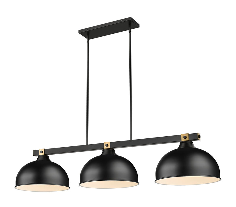 Z-Lite 1955-3MB-RB-D13MB Three Light Billiard, Matte Black + Rubbed Brass