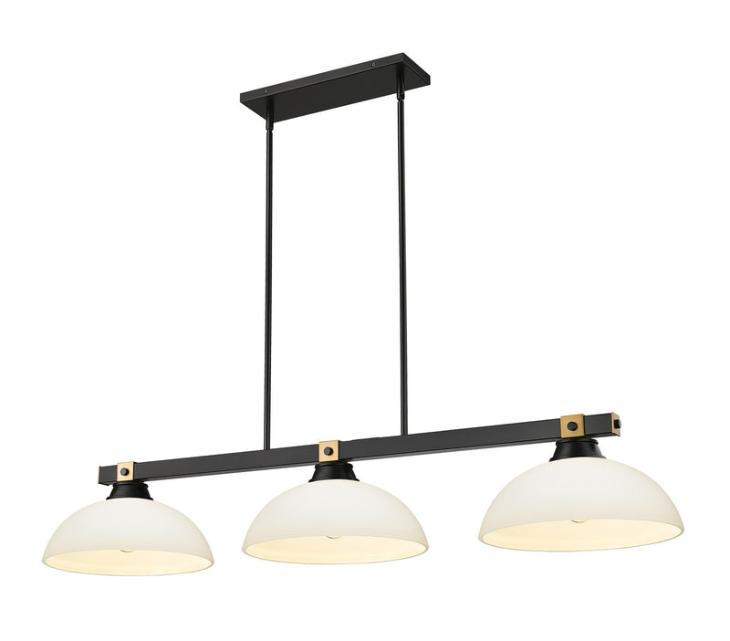 Z-Lite 1955-3MB-RB-DMO14 Three Light Billiard, Matte Black + Rubbed Brass