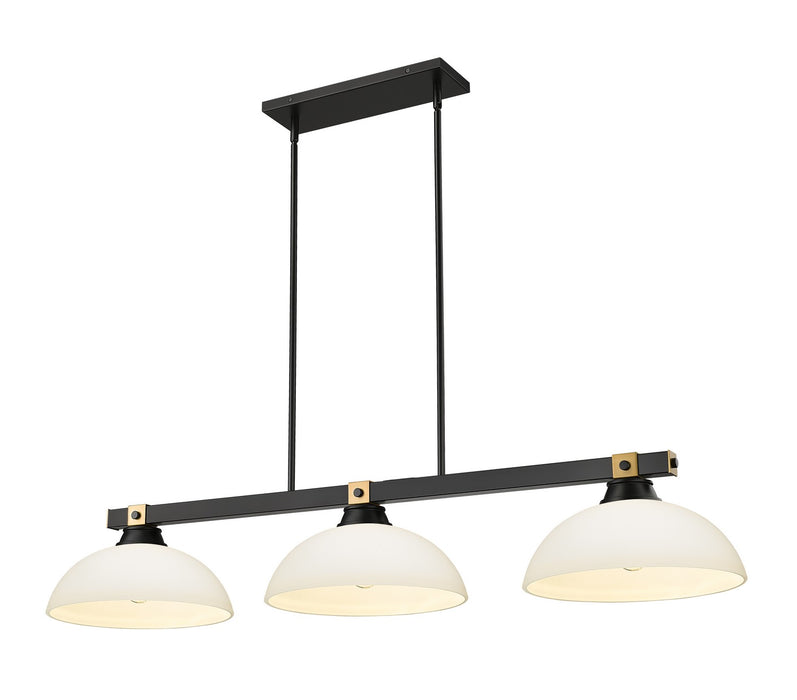 Z-Lite 1955-3MB-RB-DMO14 Three Light Billiard, Matte Black + Rubbed Brass