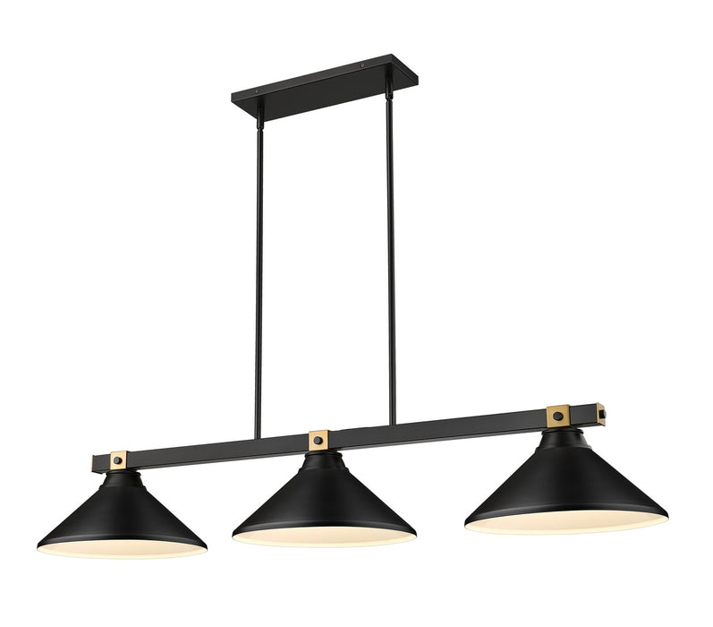 Z-Lite 1955-3MB-RB-MMB Three Light Billiard, Matte Black + Rubbed Brass