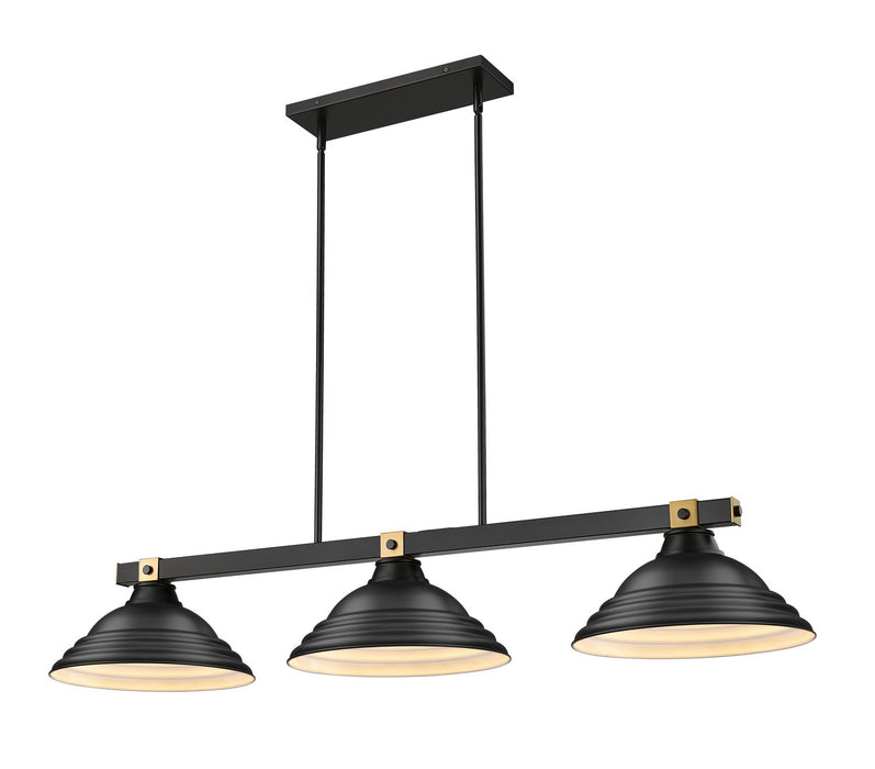 Z-Lite 1955-3MB-RB-SMB Three Light Billiard, Matte Black + Rubbed Brass