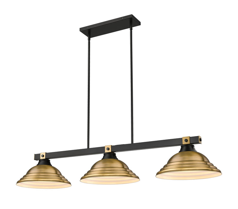 Z-Lite 1955-3MB-RB-SRB Three Light Billiard, Matte Black + Rubbed Brass