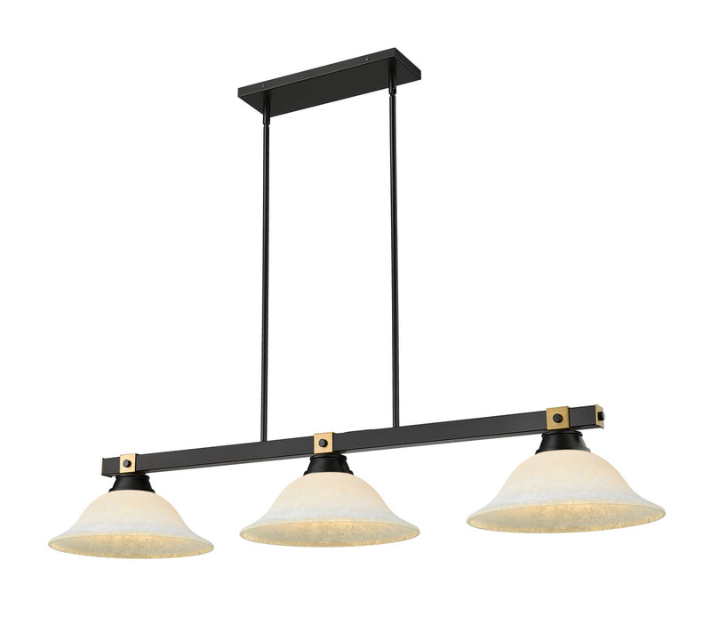 Z-Lite 1955-3MB-RB-WM16 Three Light Billiard, Matte Black + Rubbed Brass