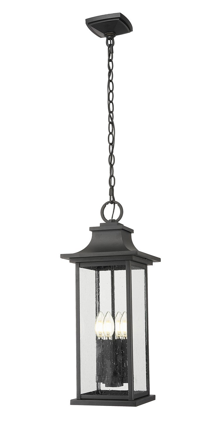 Z-Lite 5017CHB-BK Four Light Outdoor Chain Mount Ceiling Fixture, Black