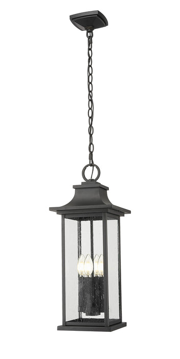Z-Lite 5017CHB-BK Four Light Outdoor Chain Mount Ceiling Fixture, Black