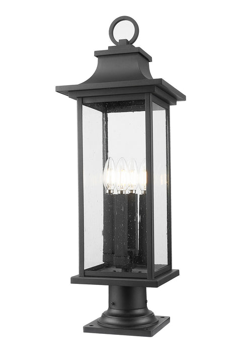 Z-Lite 5017PHBR-533PM-BK Four Light Outdoor Pier Mounted Fixture, Black