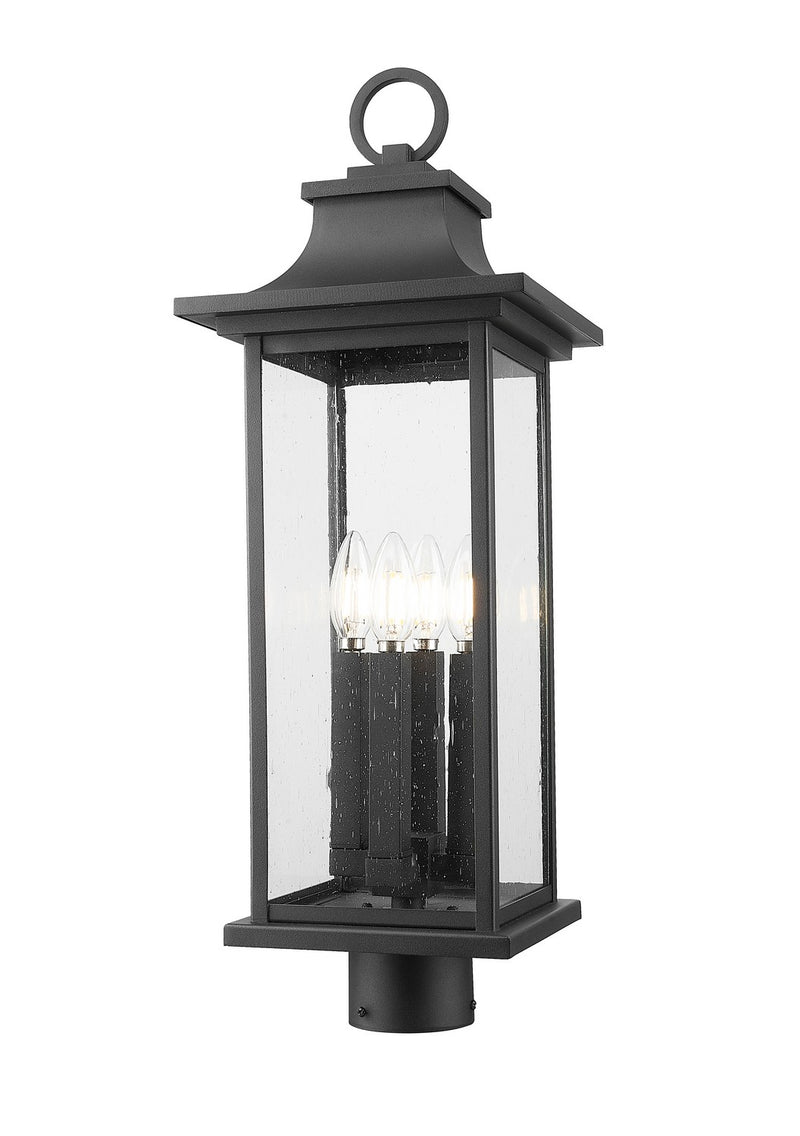 Z-Lite 5017PHBR-BK Four Light Outdoor Post Mount Fixture, Black