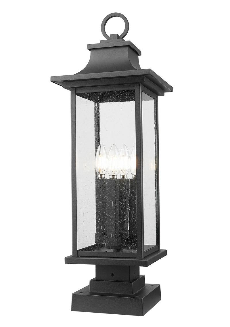 Z-Lite 5017PHBS-SQPM-BK Four Light Outdoor Pier Mounted Fixture, Black