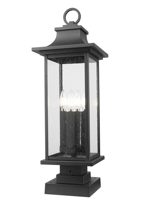 Z-Lite 5017PHBS-SQPM-BK Four Light Outdoor Pier Mounted Fixture, Black
