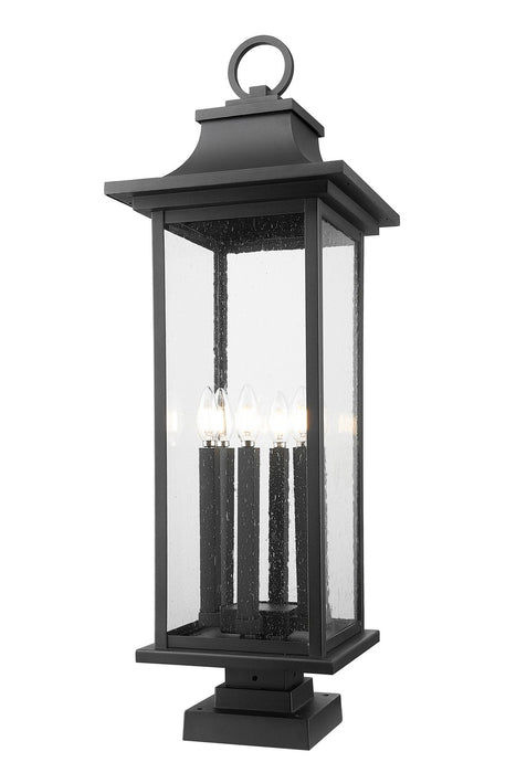 Z-Lite 5017PHXLS-SQPM-BK Six Light Outdoor Pier Mounted Fixture, Black
