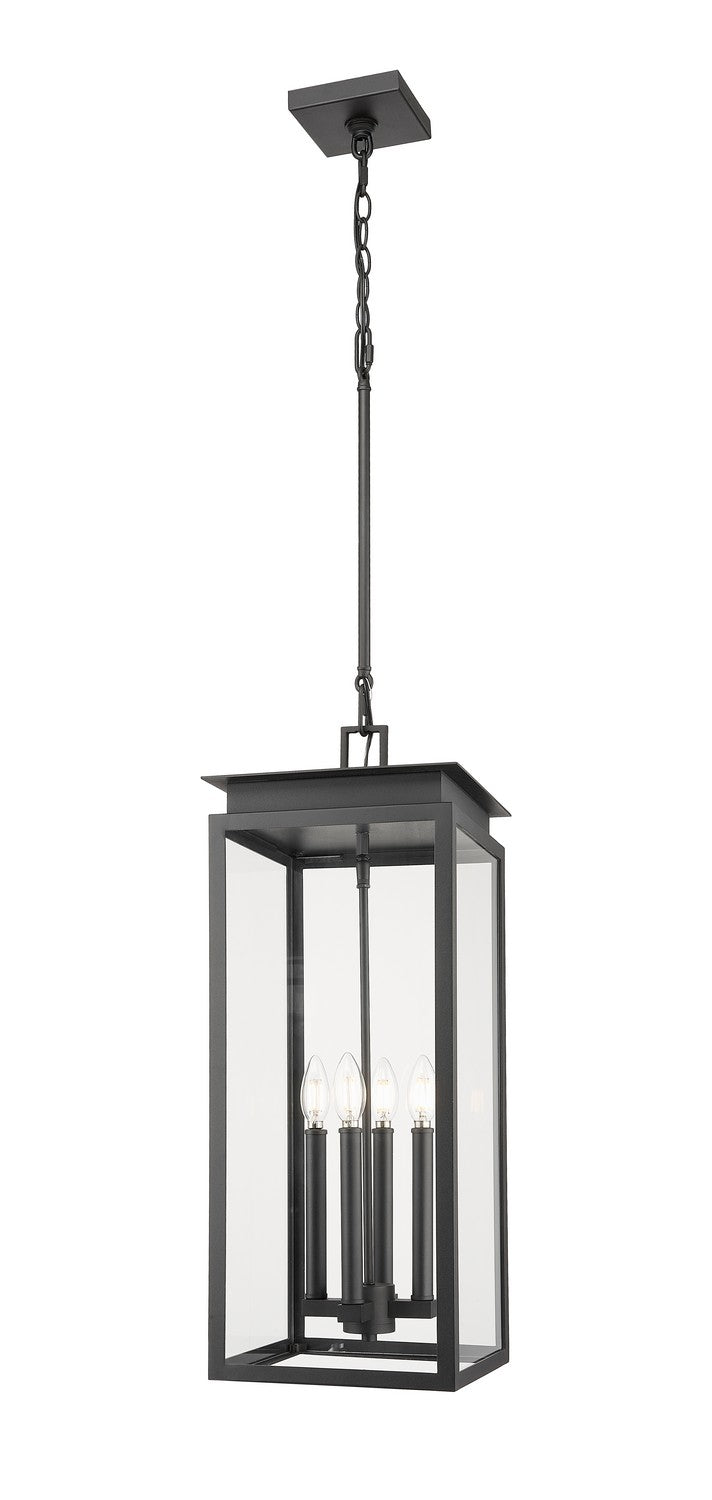 Z-Lite 5018CHB-BK Four Light Outdoor Chain Mount Ceiling Fixture, Black