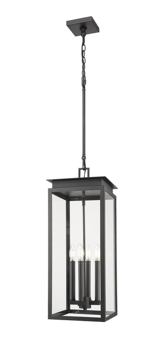 Z-Lite 5018CHB-BK Four Light Outdoor Chain Mount Ceiling Fixture, Black