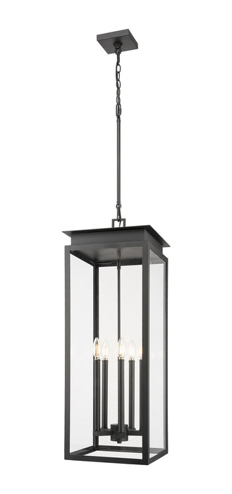 Z-Lite 5018CHXL-BK Five Light Outdoor Chain Mount Ceiling Fixture, Black