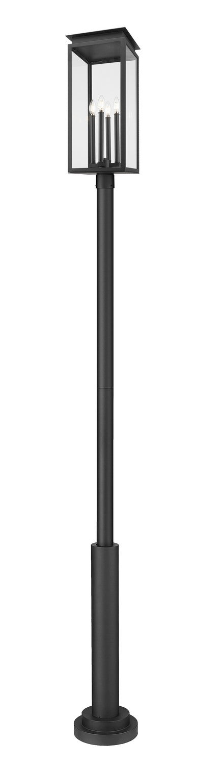 Z-Lite 5018PHBR-5010P-BK Four Light Outdoor Post Mounted Fixture, Black